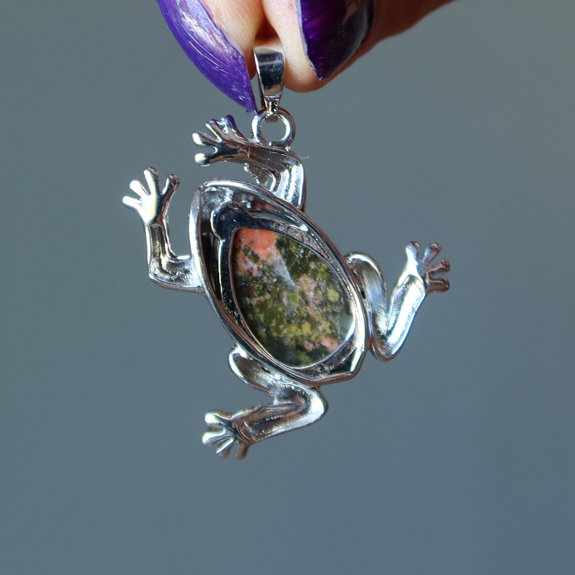 Unakite Pendant Frog Skip 'n Hop Gemstone Silver