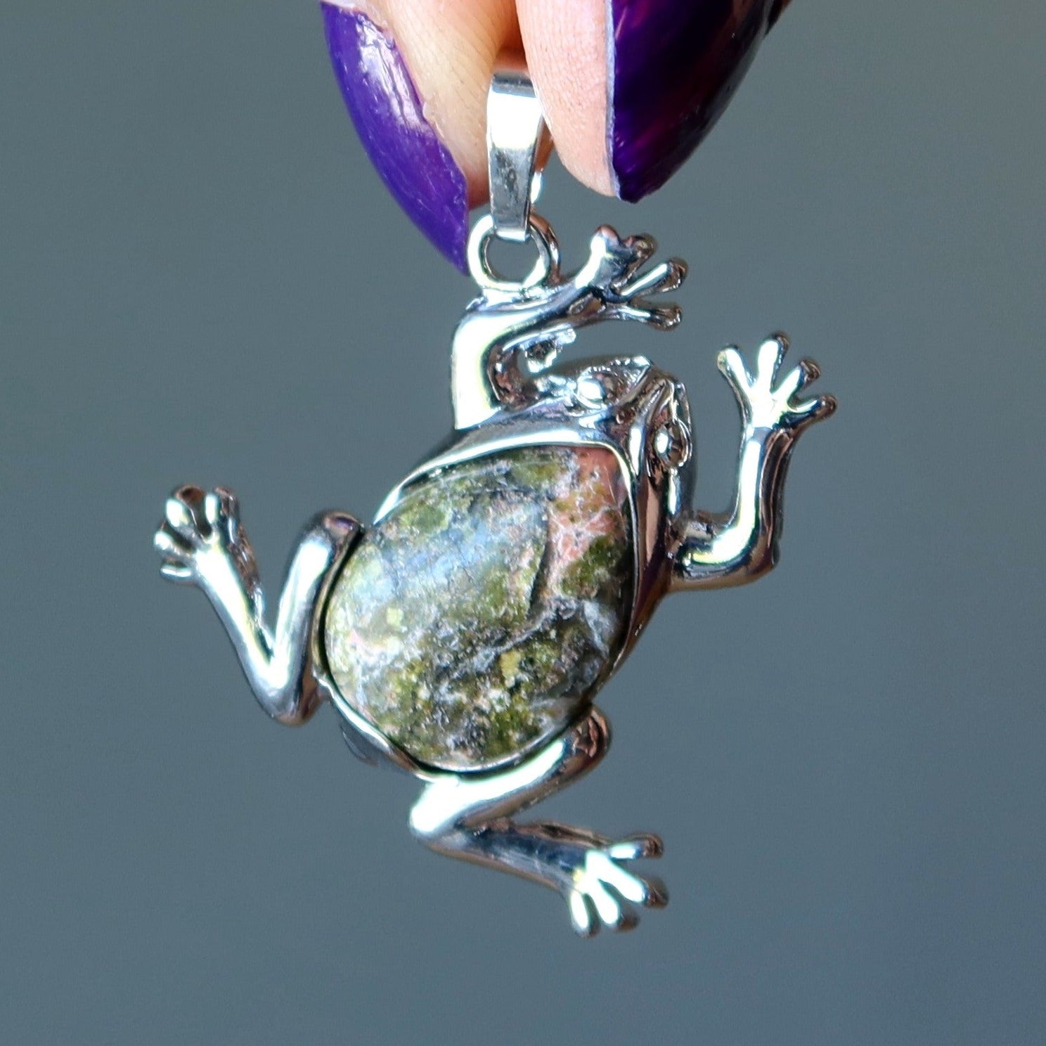 Unakite Pendant Frog Skip 'n Hop Gemstone Silver