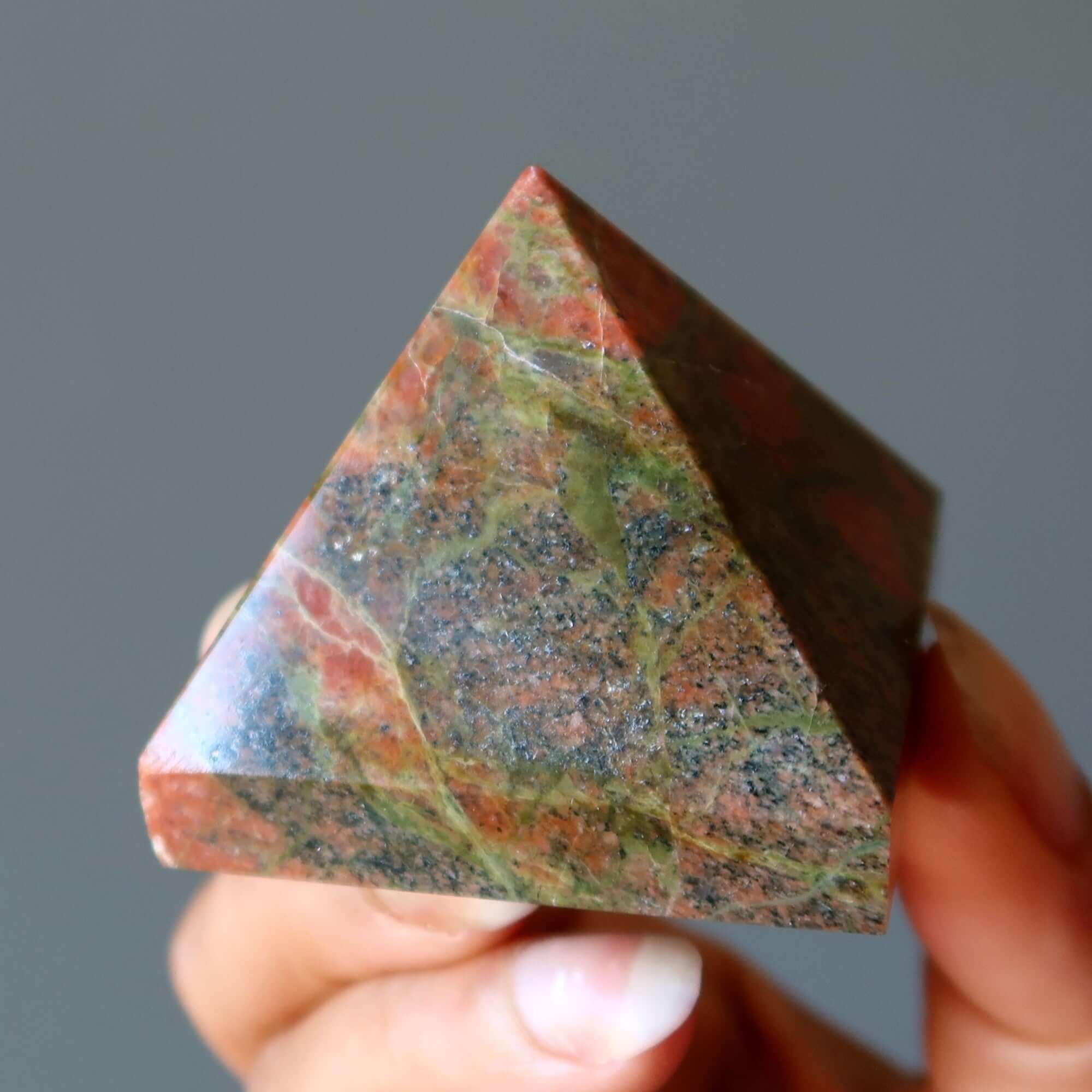 Pyramide Unakite Cristal Rose Vert Créateur Suprême