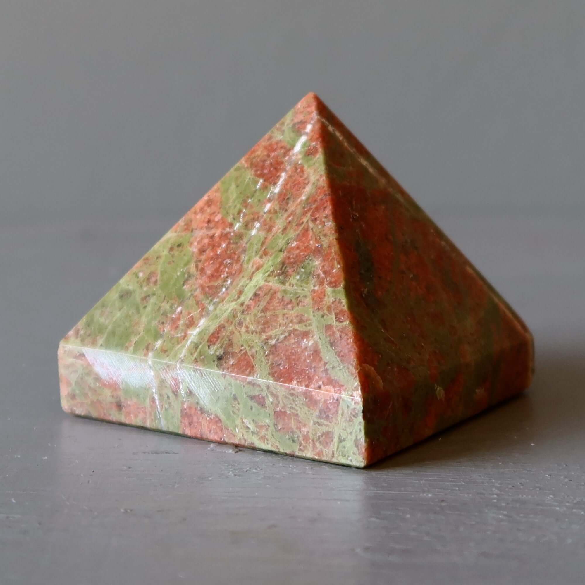 Pyramide Unakite Cristal Rose Vert Créateur Suprême
