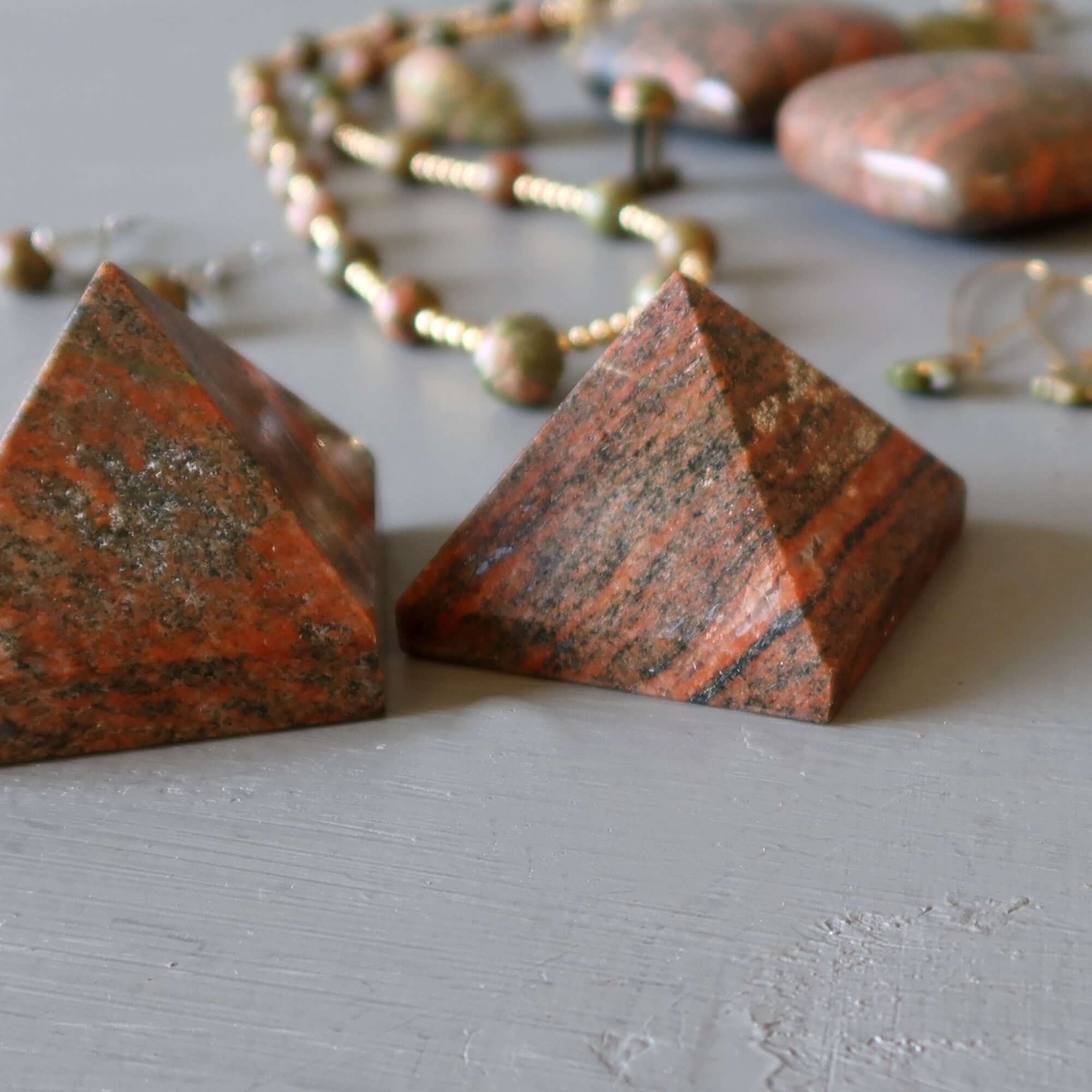 Unakite Pyramid Supreme Source Stone Orange Crystal