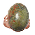 Bague Unakite Chêne Puissant Cristal Cuivre Réglable