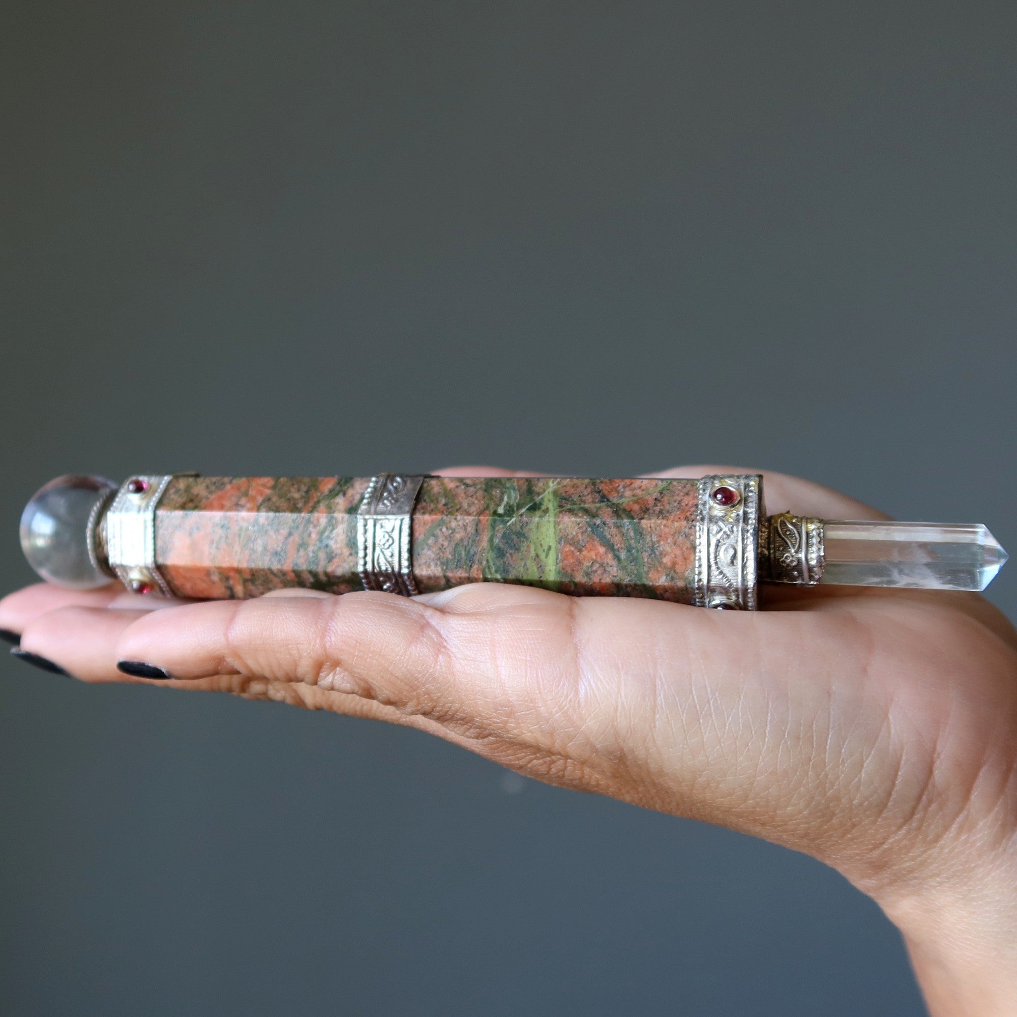Unakite Aura Wand Love Creation Crystal Energy Tool 6 Inch