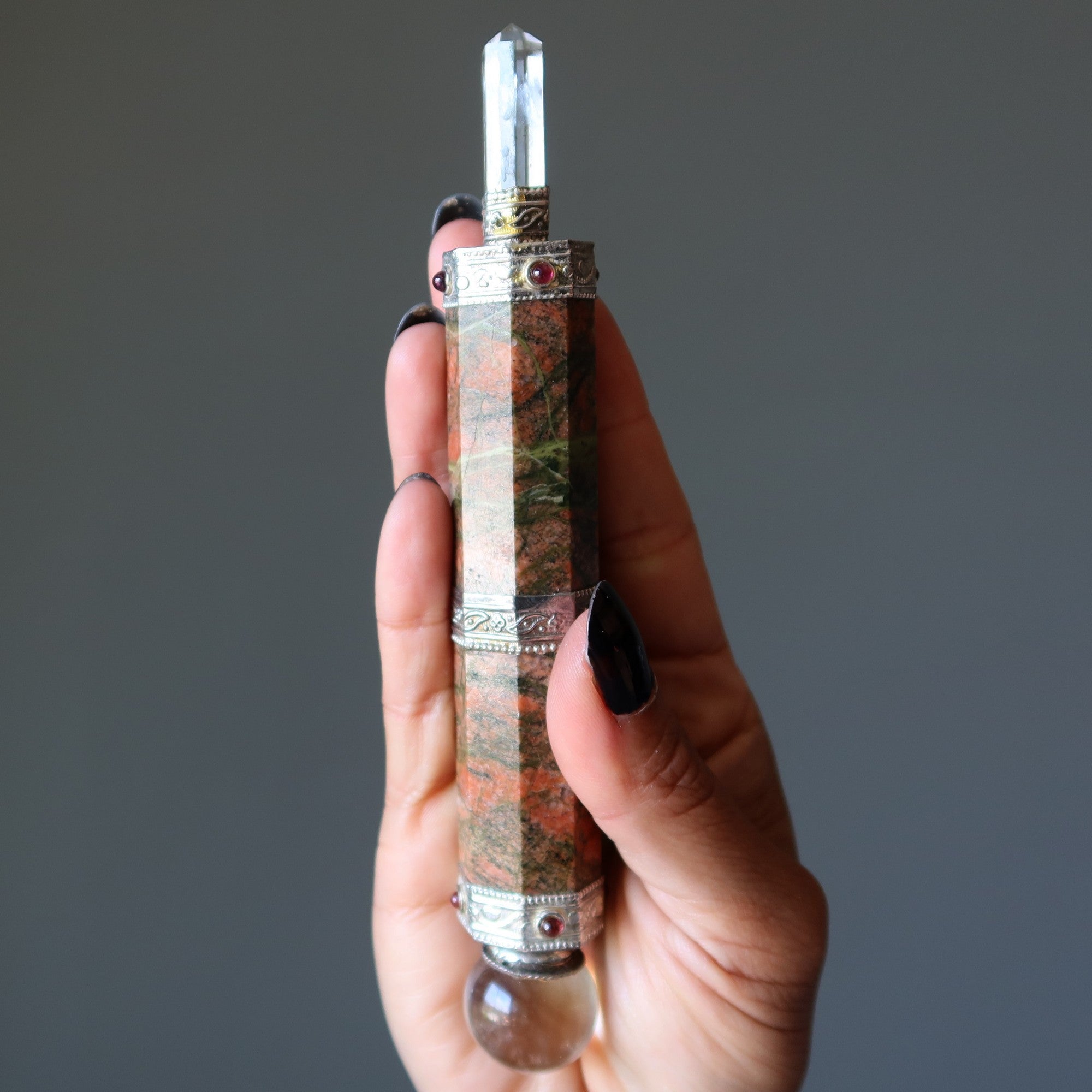Unakite Aura Wand Love Creation Crystal Energy Tool 6 Inch