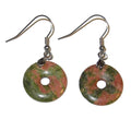 Unakite Earrings Fun Friends Excersion Stones Green Pink Donut