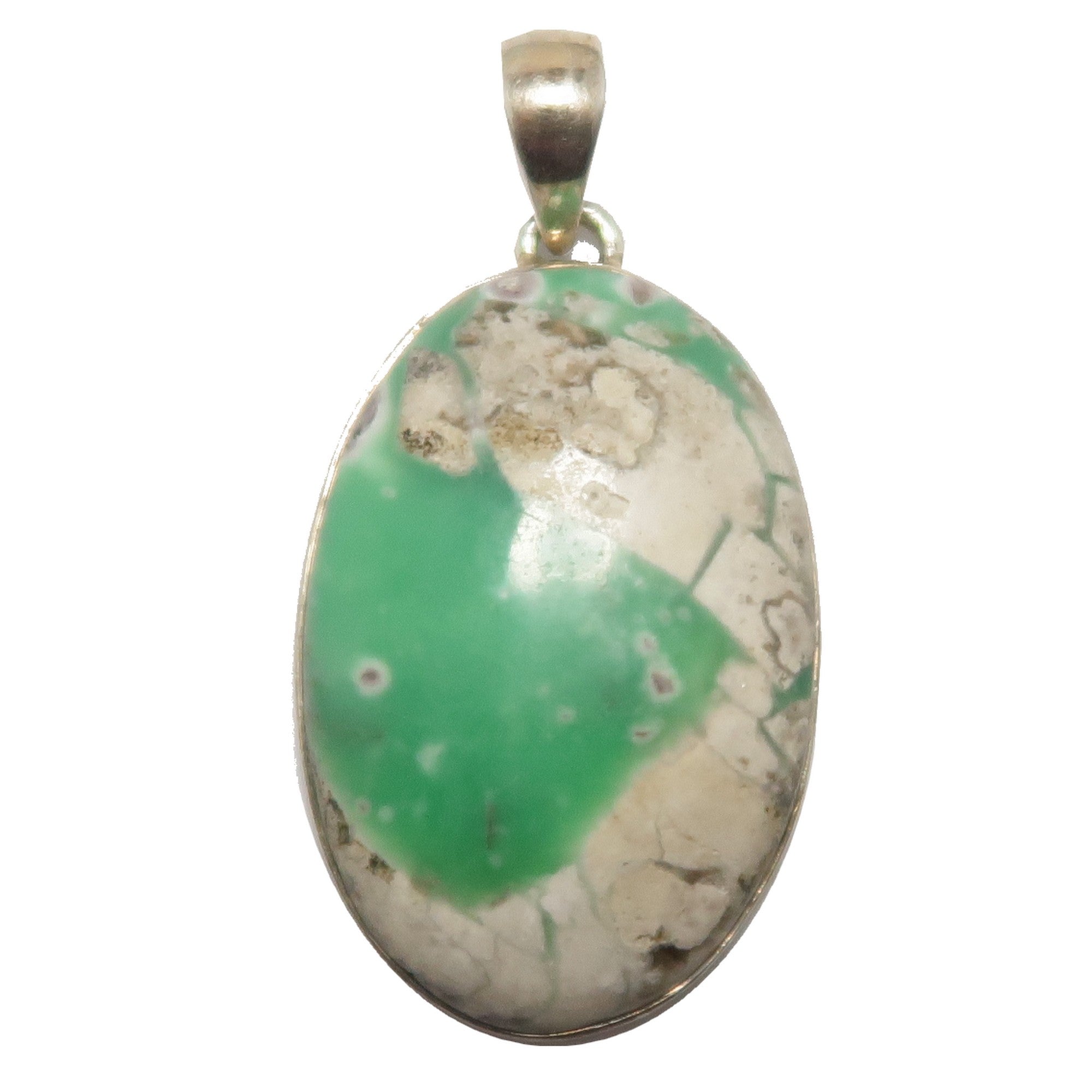 Pendentif en variscite, gemme verte, argent sterling