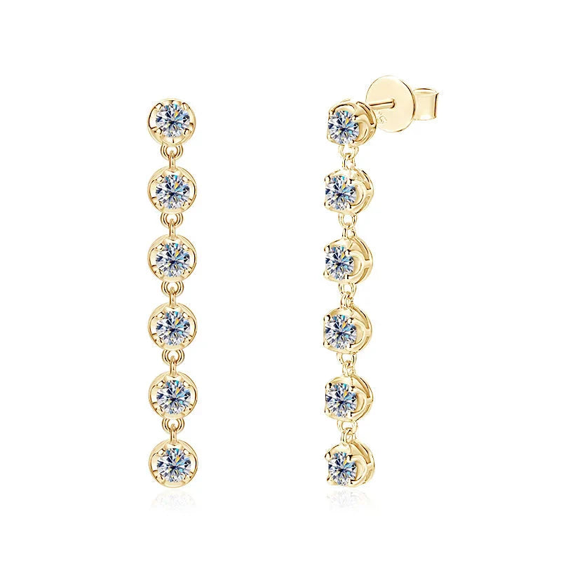 Boucles d'oreilles pendantes en moissanite ronde VVS1 D, argent sterling 925, cadeau de mariage