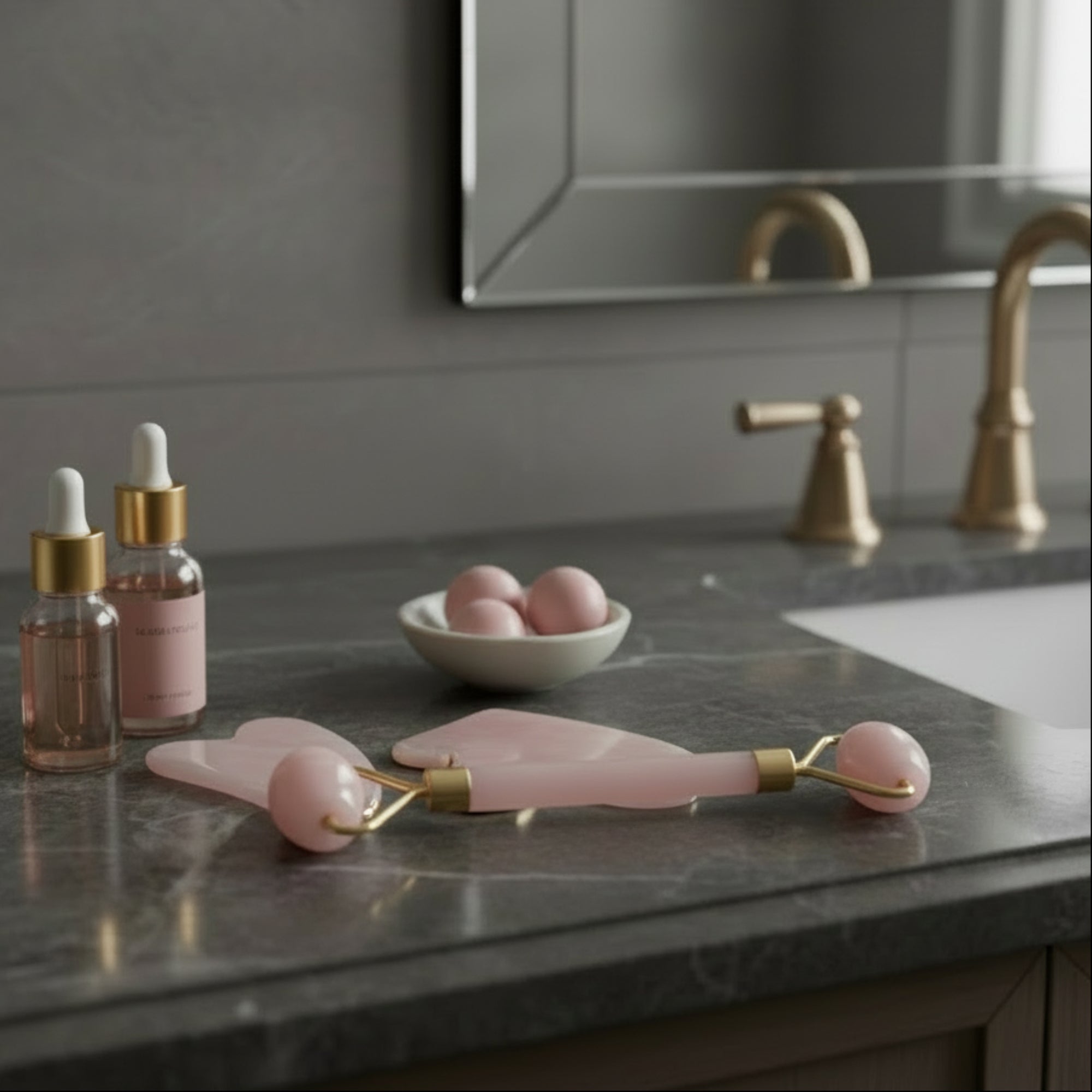 Rose Quartz Facial Roller Wand Self-Care Beauty