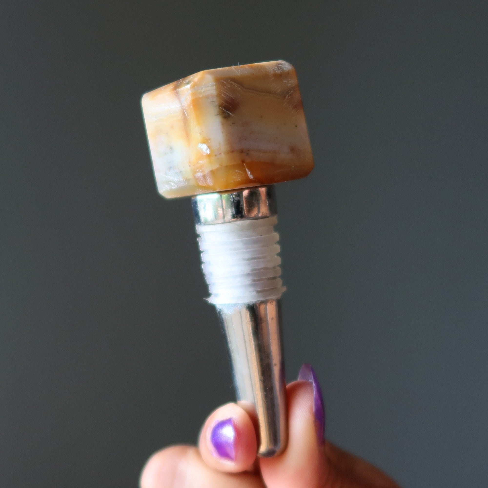 Ensemble de 3 bouchons de bouteille en cristal pour vin, soirée, cube, cadeau, aventurine, calcite, unakite
