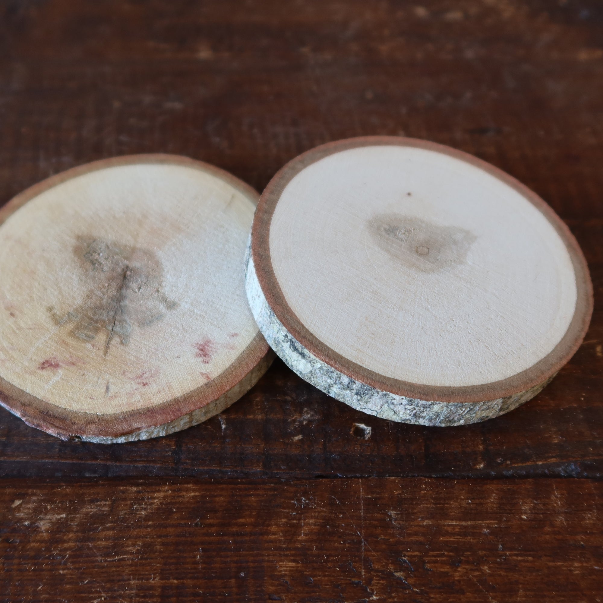 Holz-Ladegerät Paar 2 runde Kristall-Display-Scheiben