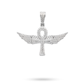 Angel Wings Ankh Cross Moissanite 925 Sterling Silver Pendant