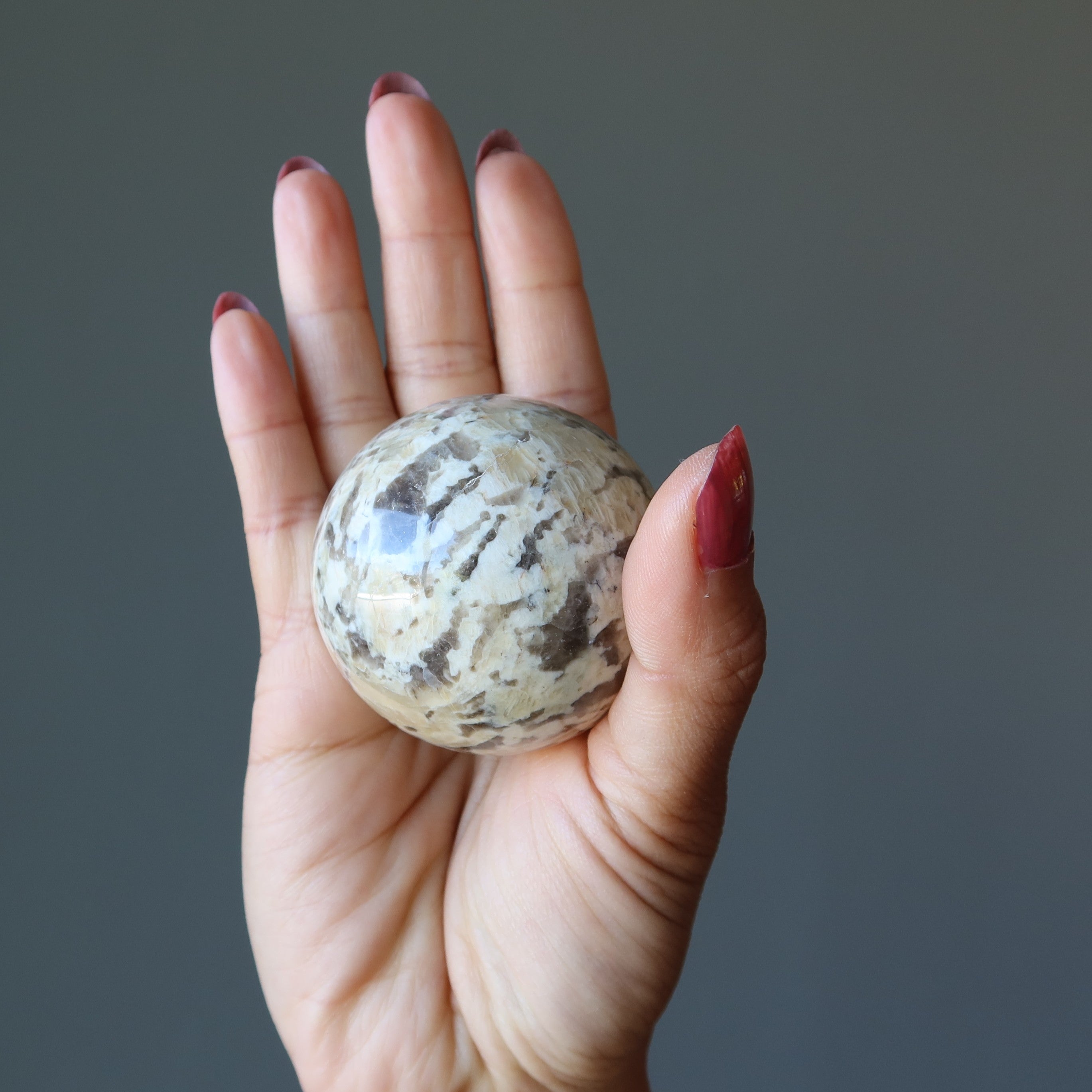 Sphère de pierre de lune zébrée dorée, boule de cristal esprit animal