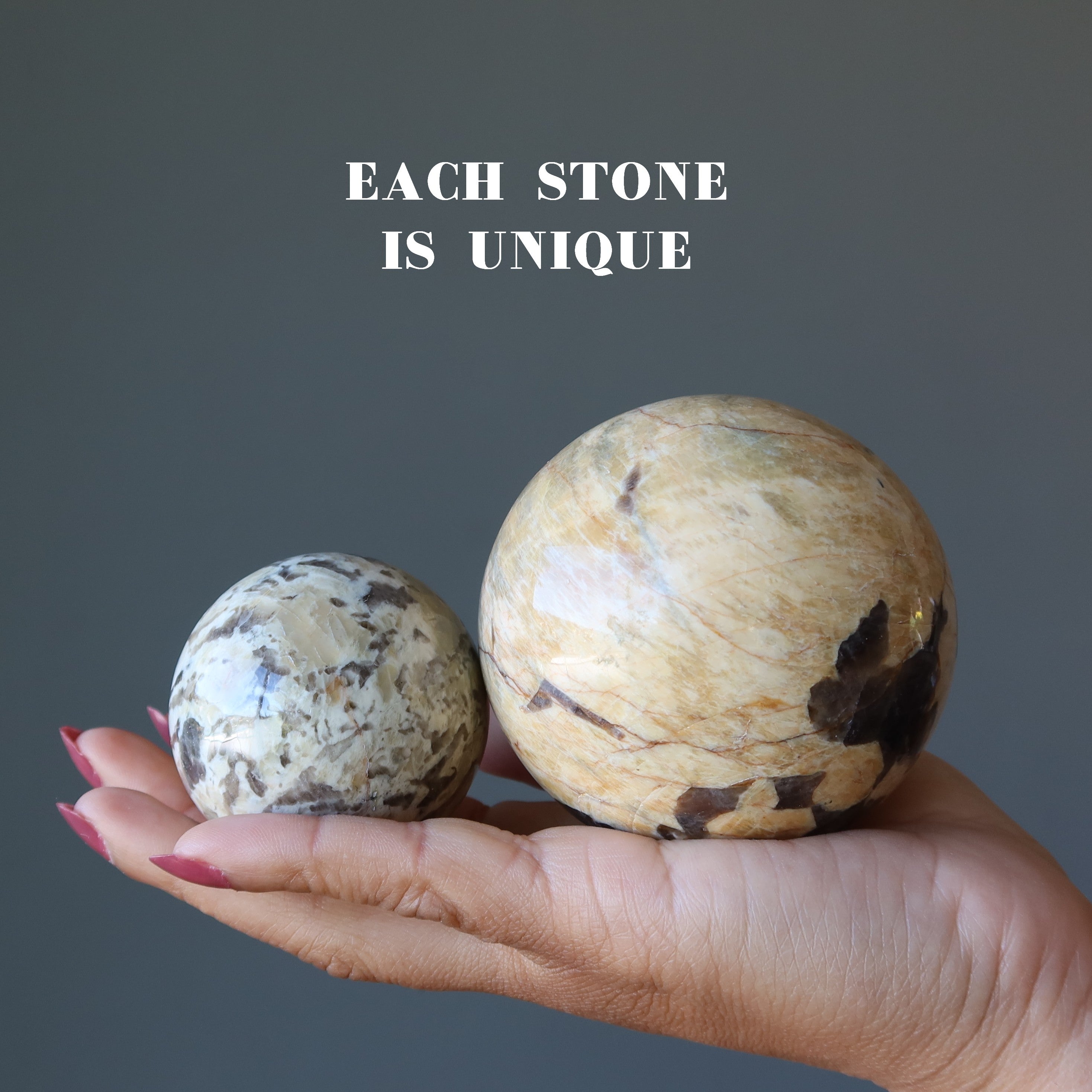 Sphère de pierre de lune zébrée dorée, boule de cristal esprit animal